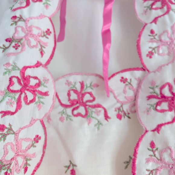 Prettiest Antique Buttercream&Pink Embroidered Cotton Nightie and Sleep Jacket - Picture 7 of 11